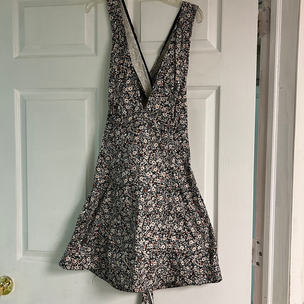 Floral Black and White Women's Dress